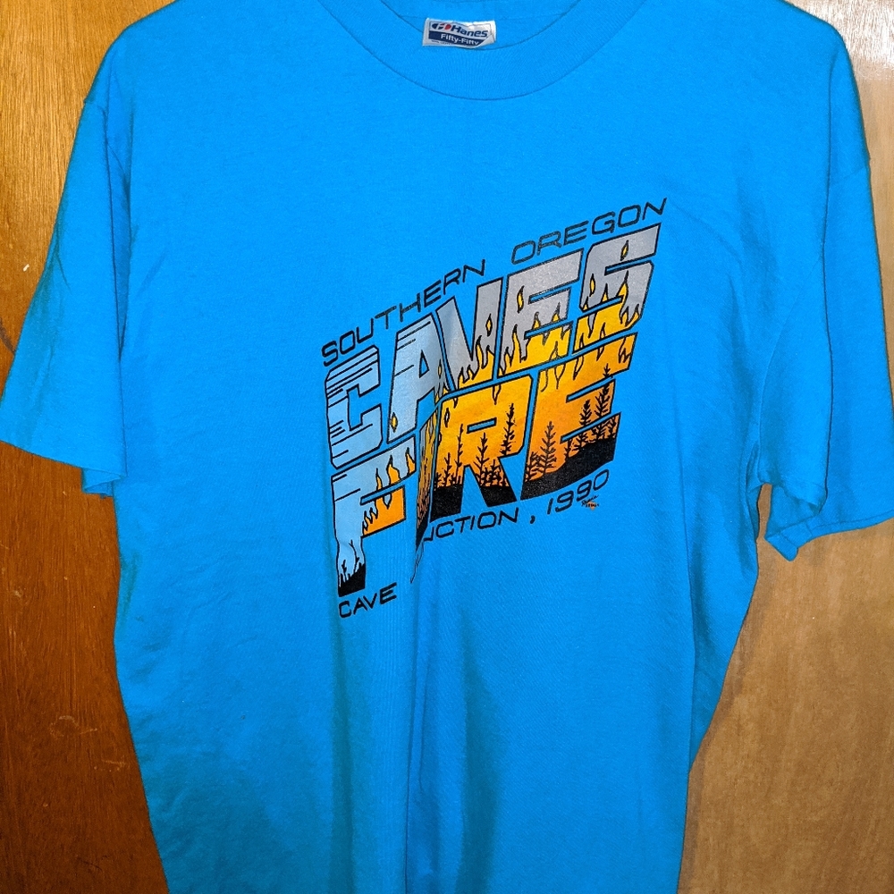 Vintage Oregon cave fires 1990 shirt.